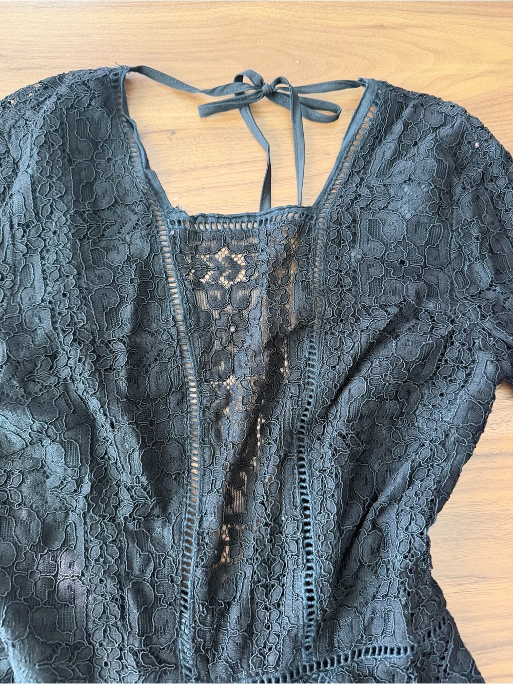 Tobi Long-Sleeve Black Lace Fit-and-Flare Dress - Picture 3 of 6